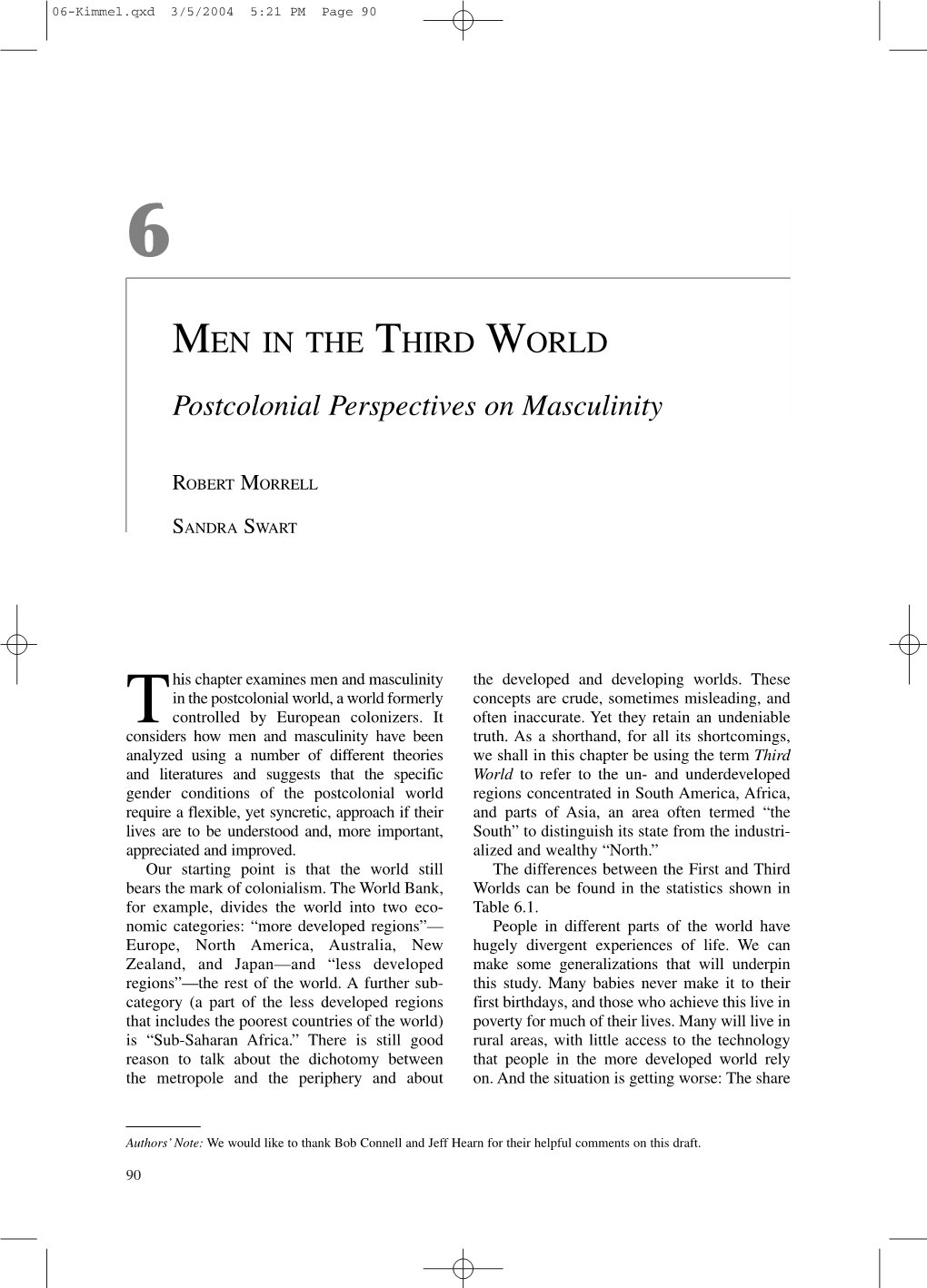 MEN in the THIRD WORLD Postcolonial Perspectives On