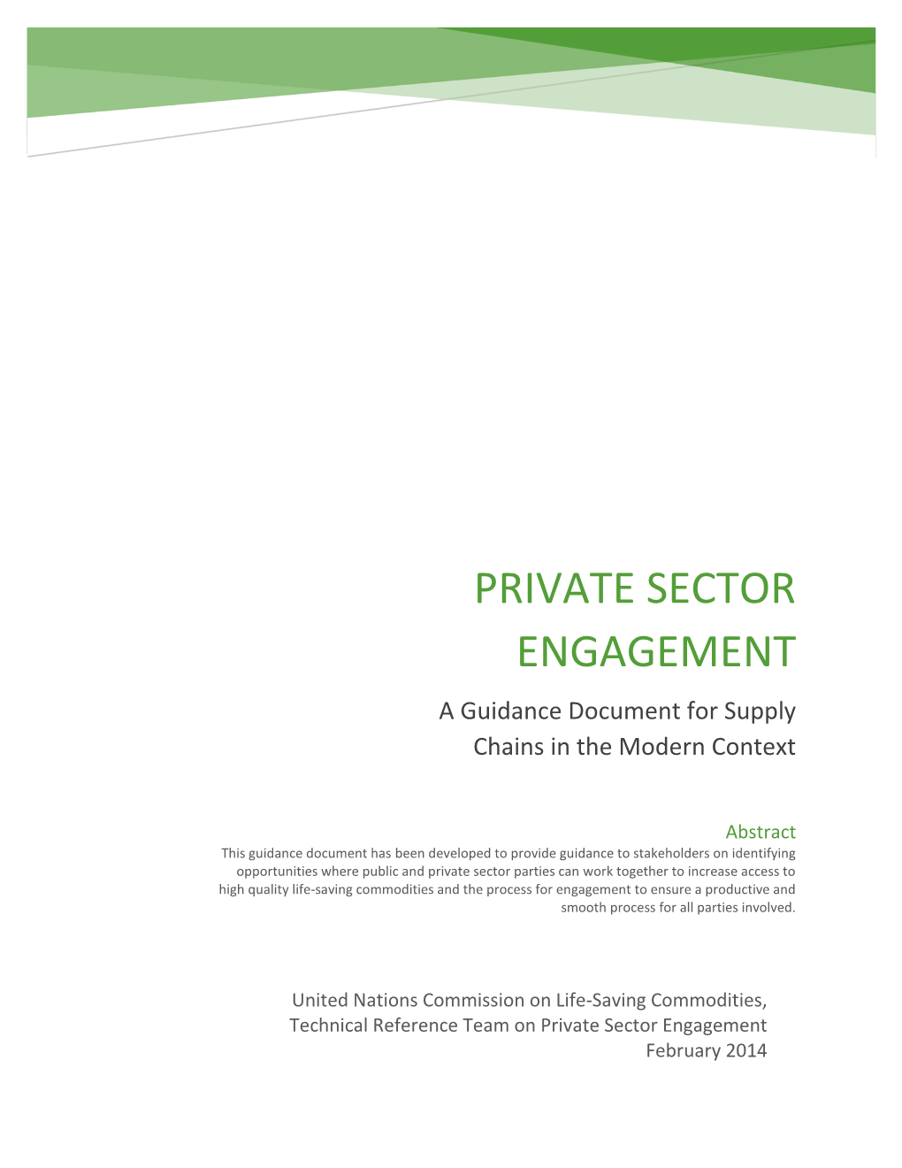 Private Sector Engagement: a Guidance Document for Supply Chains in the Modern Context