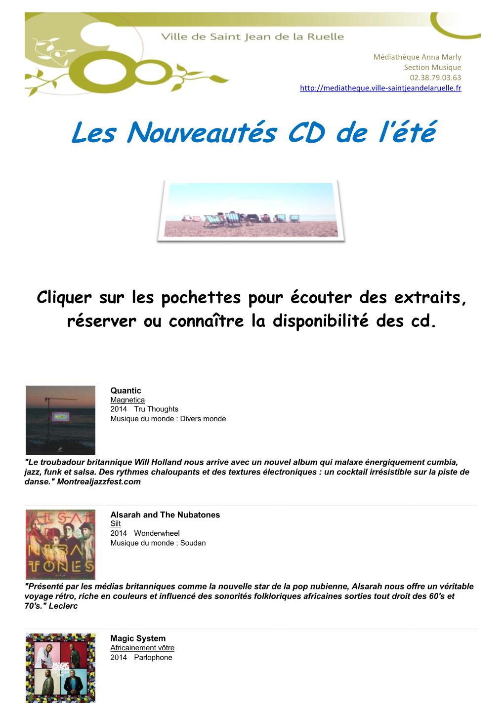 Les Nouveautés CD De L'été