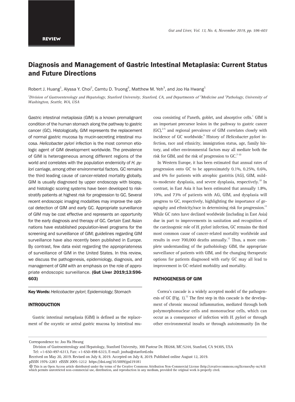 Diagnosis and Management of Gastric Intestinal Metaplasia: Current Status and Future Directions