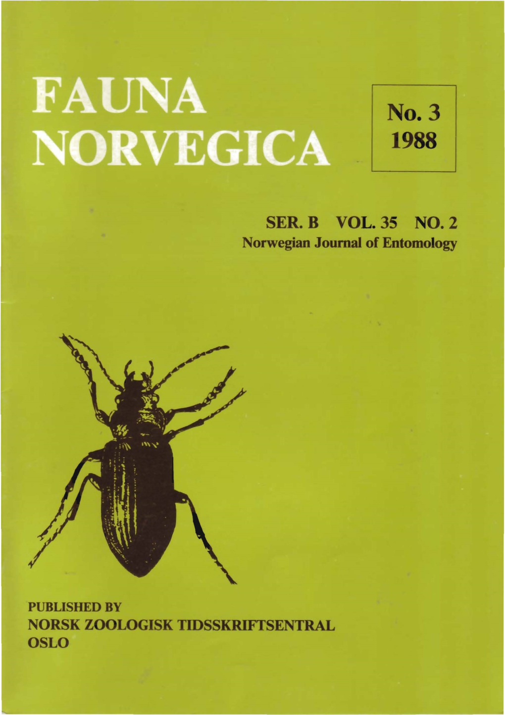 SER. B VOL. 35 NO. 2 Norwegian Journal of Entomology