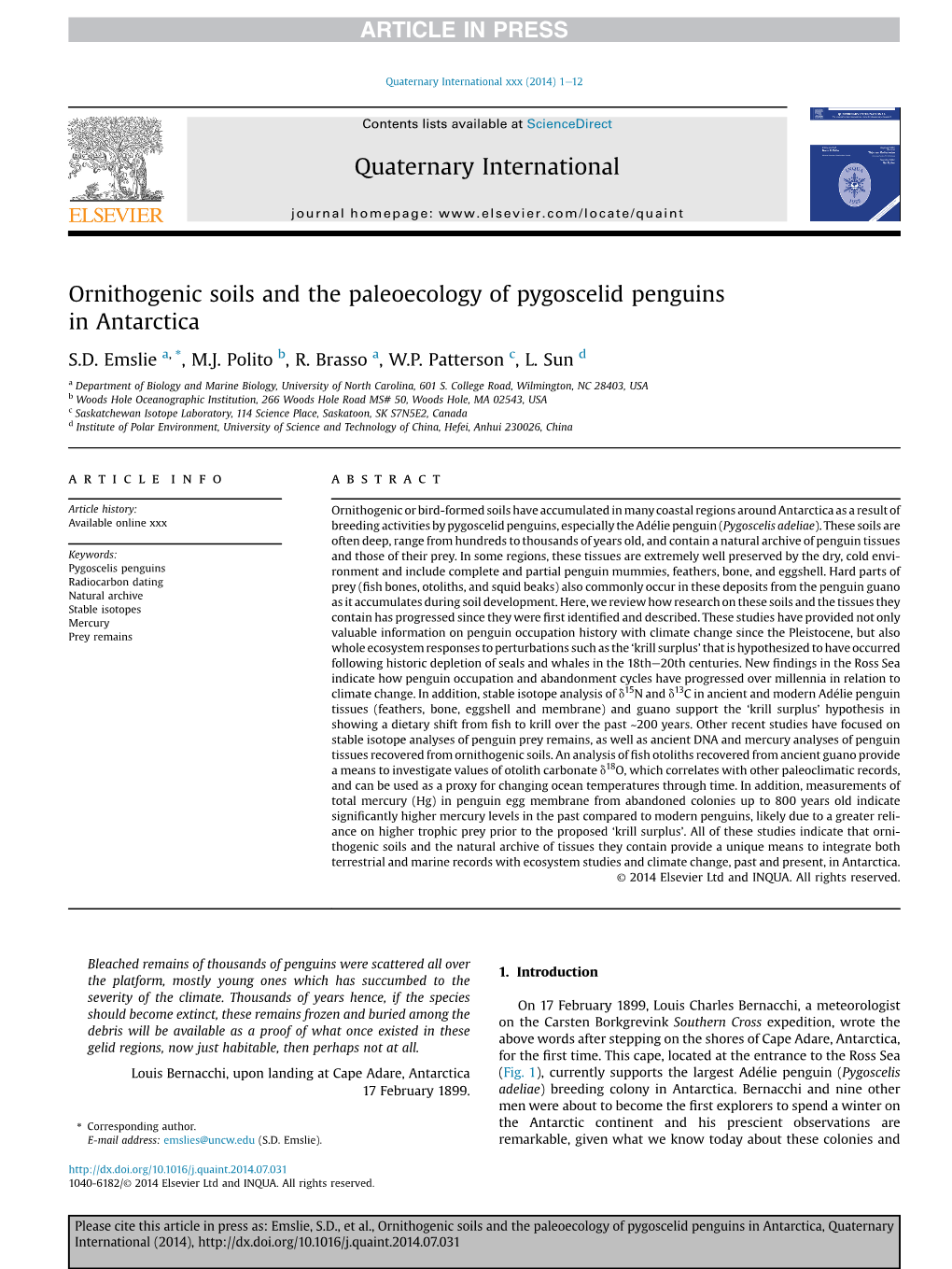 Ornithogenic Soils and the Paleoecology of Pygoscelid Penguins in Antarctica