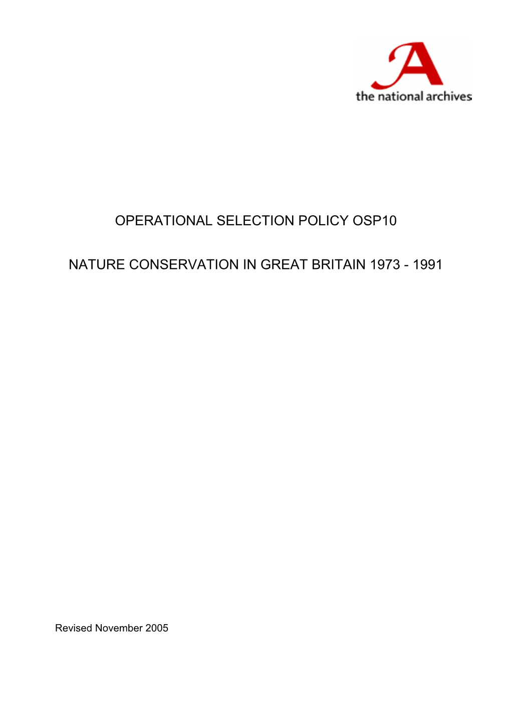 OSP10: Nature Conservation in Great Britain 1973-1991