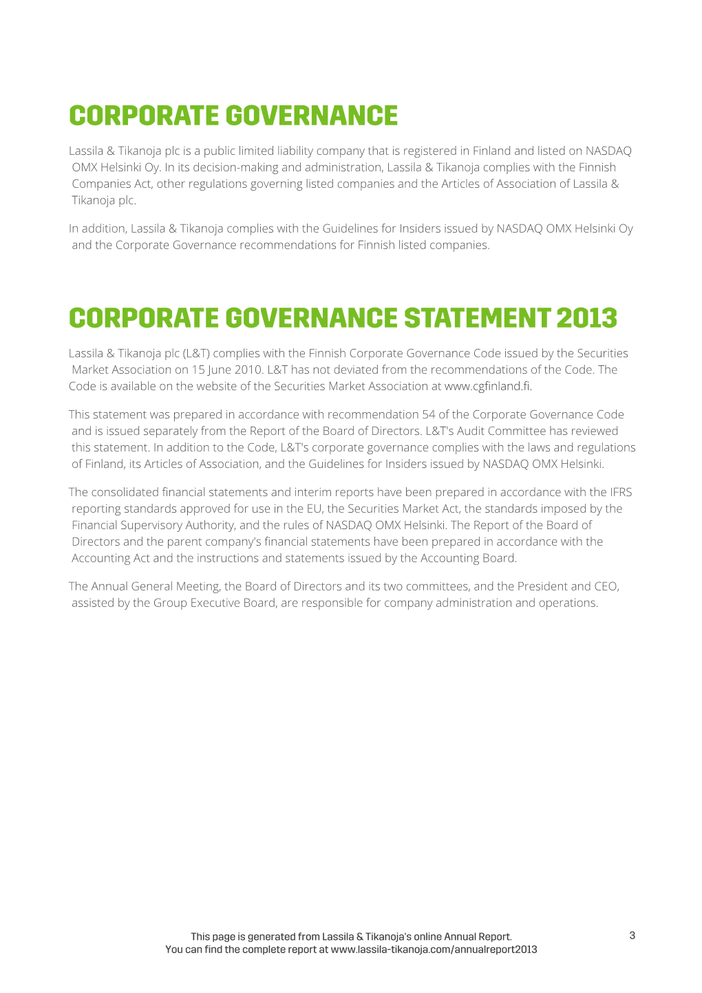 L&T Financial Statements and Corporate Governance 2013