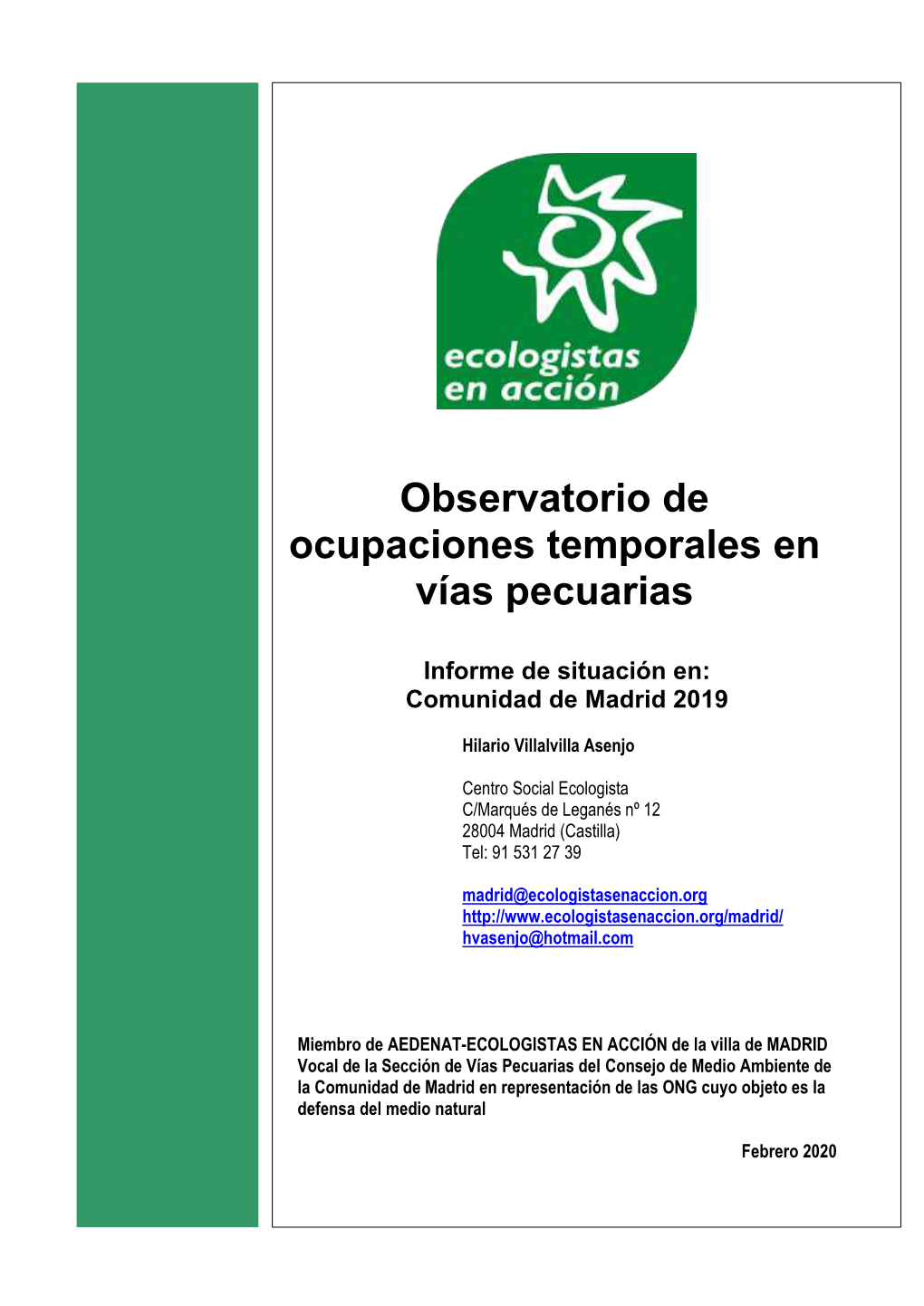 Observatorio De Ocupaciones Temporales En Vías Pecuarias 2019