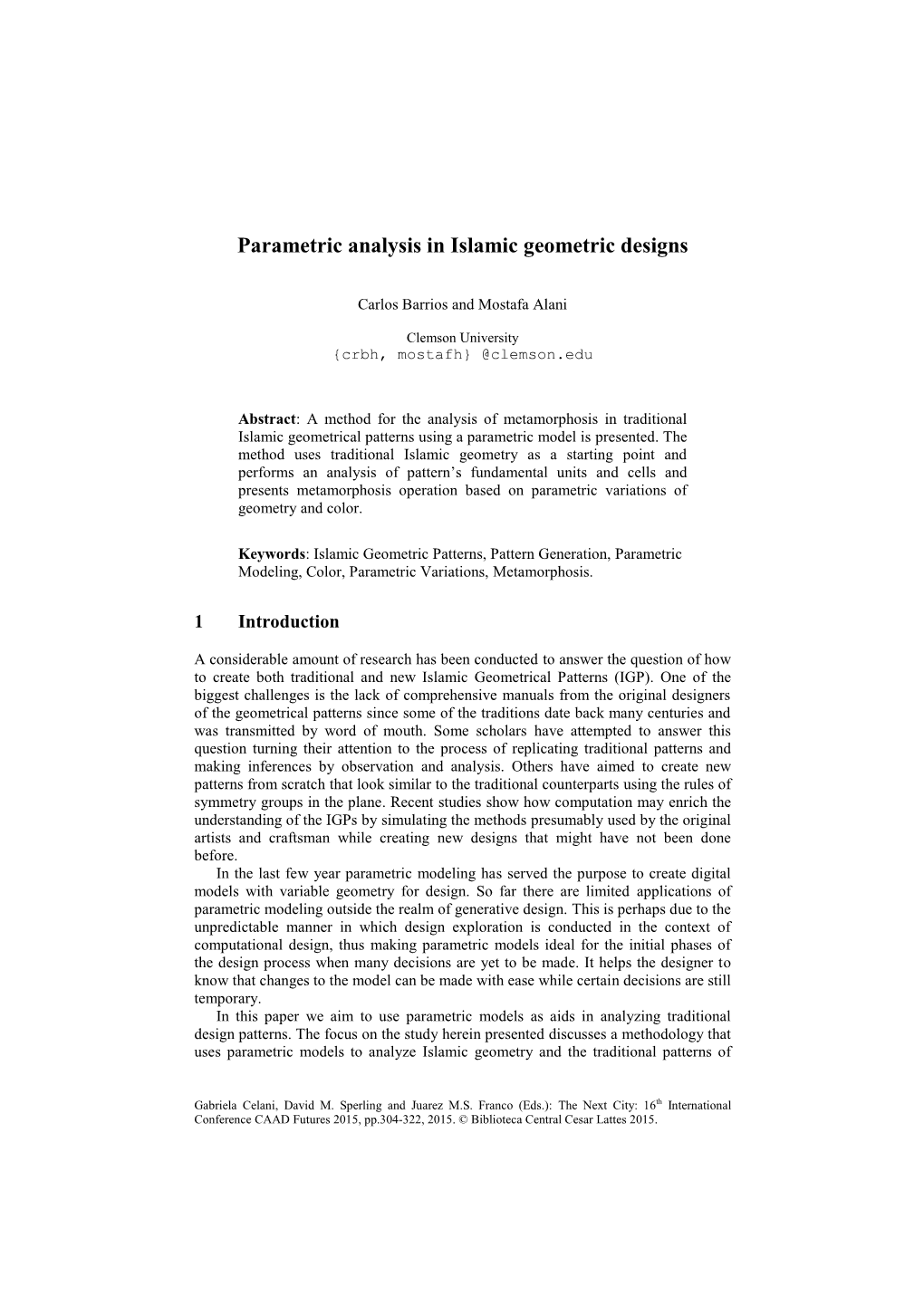 Parametric Analysis in Islamic Geometric Designs