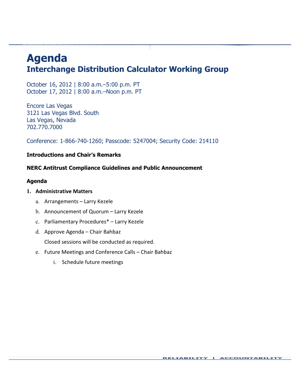 Interchange Distribution Calculator Working Group