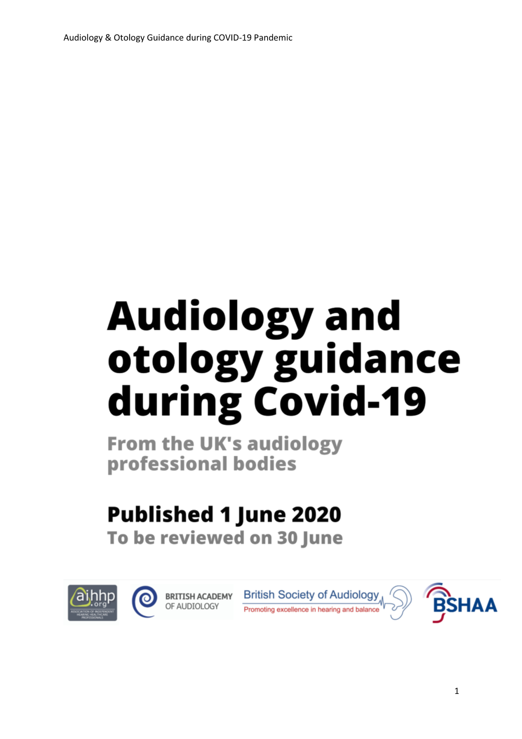 Audiology & Otology Guidance During COVID-19