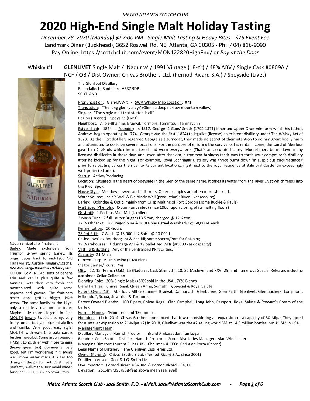 2020 High-End Single Malt Holiday Tasting