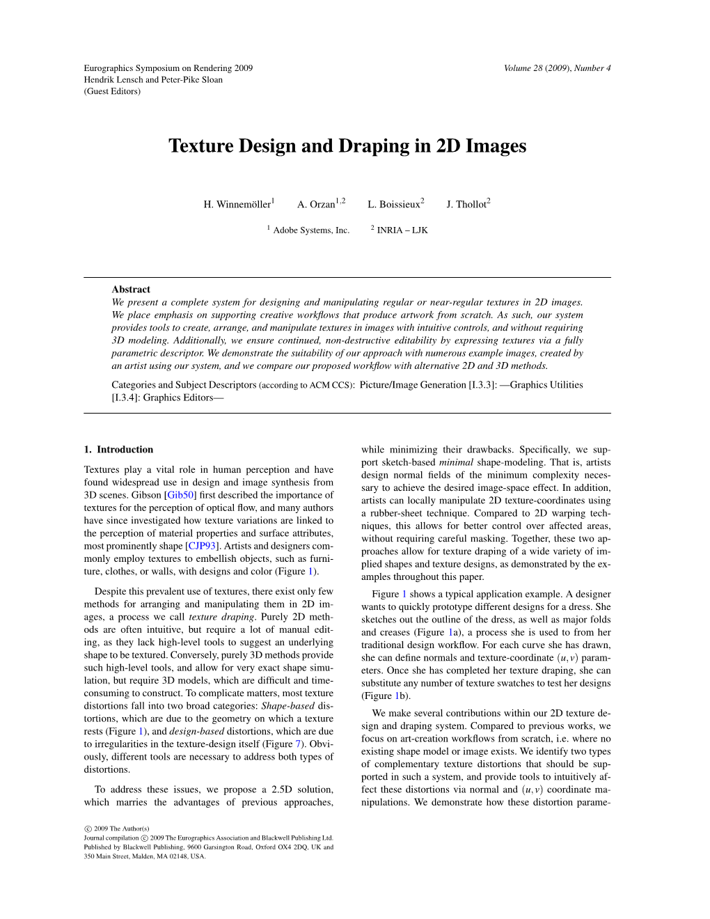 Texture Design and Draping in 2D Images