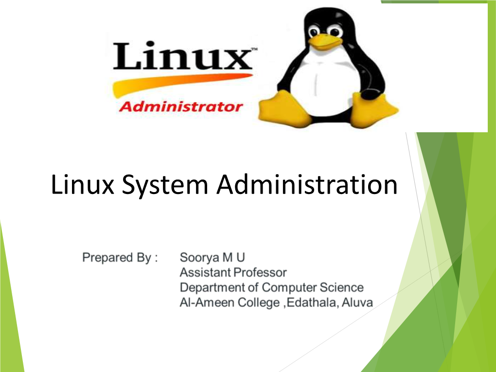 Linux System Administration System Administrator