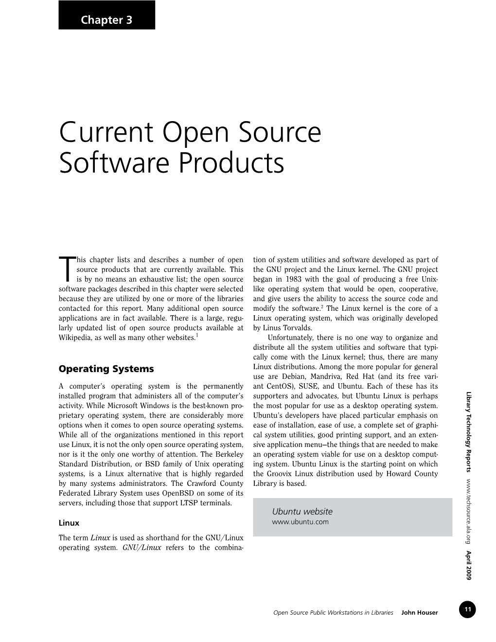 Current Open Source Software Products