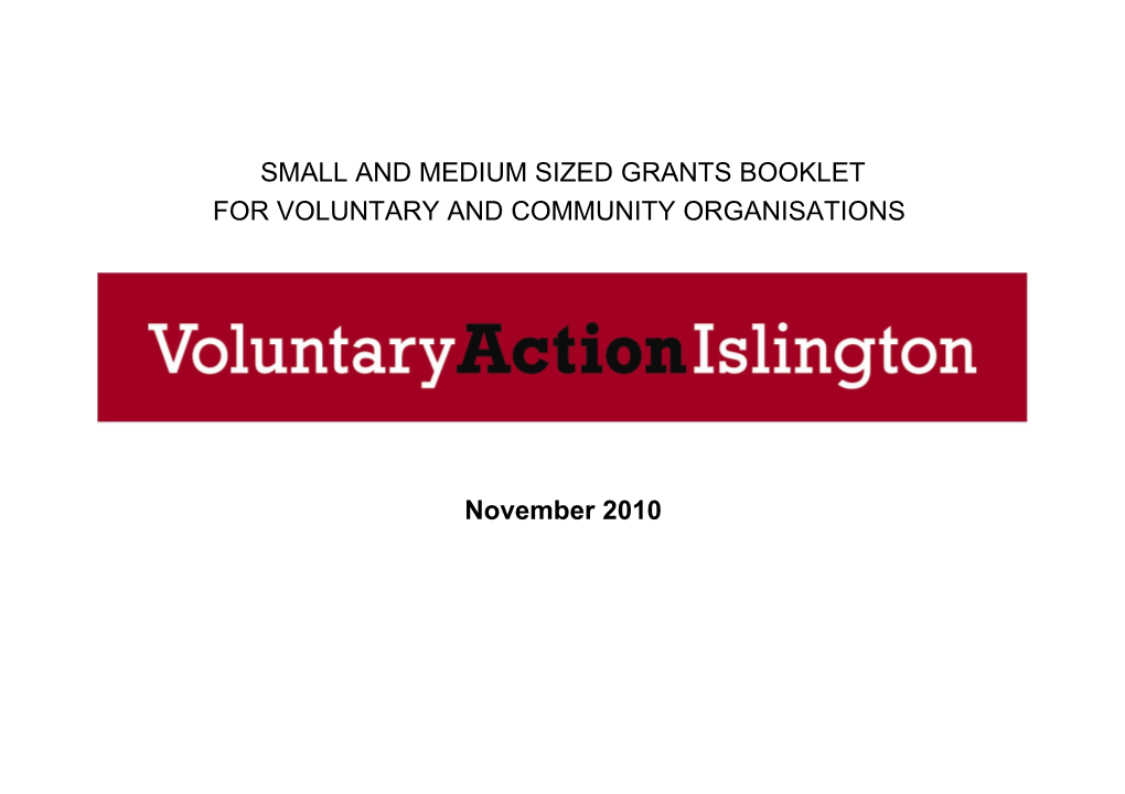 Small and Medium Sized Grants Booklet