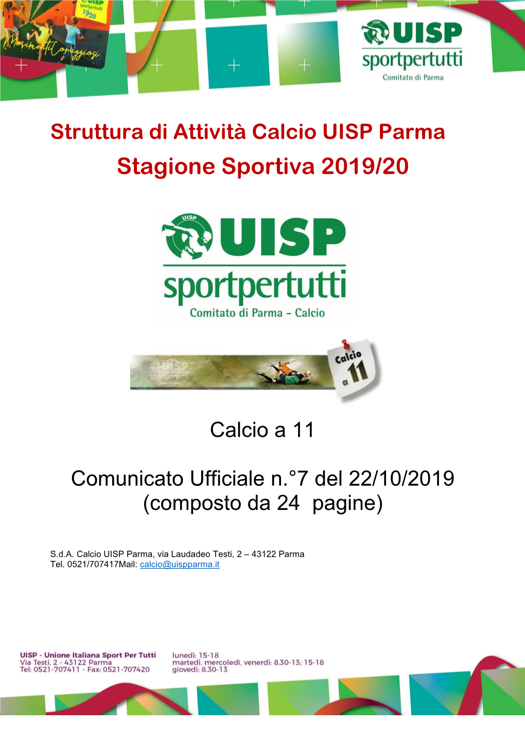 Comunicato Calcio 11 N. 07 Del 22/10