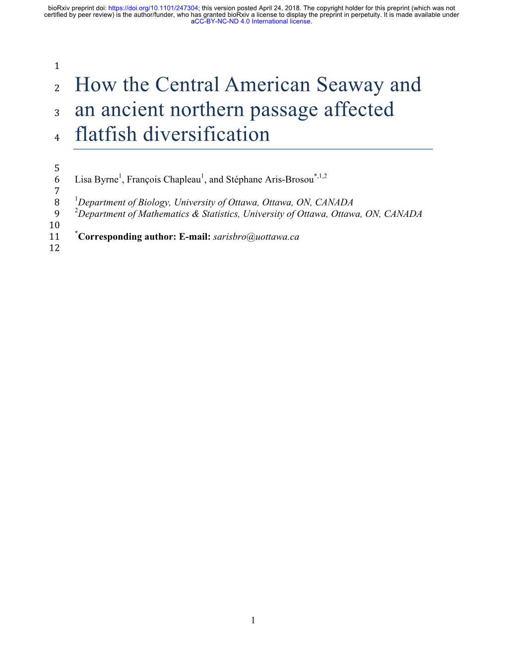 How the Central American Seaway and an Ancient Northern Passage Affected Flatfish Diversification