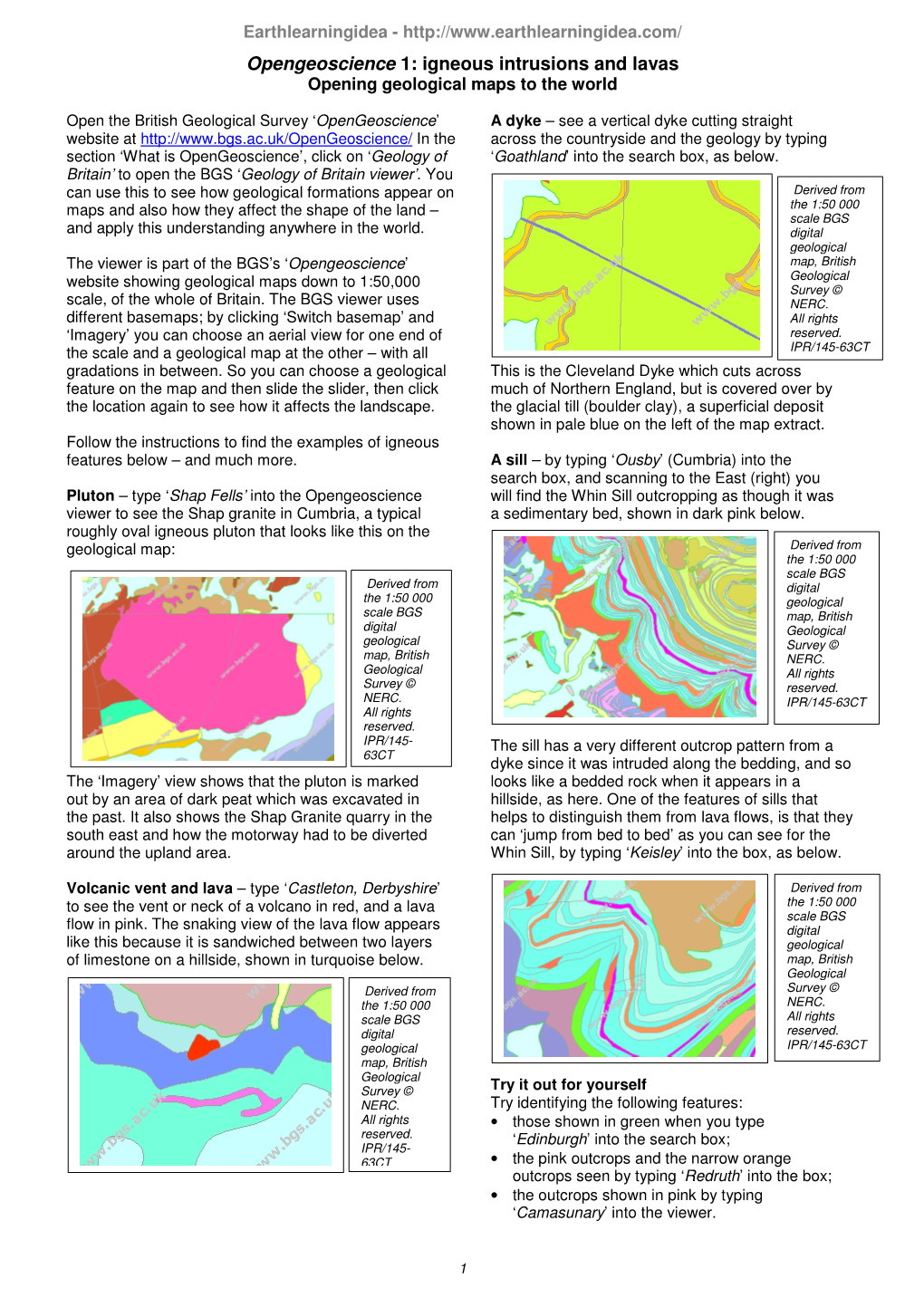 Opengeoscience 1: Igneous Intrusions and Lavas Opening Geological Maps to the World