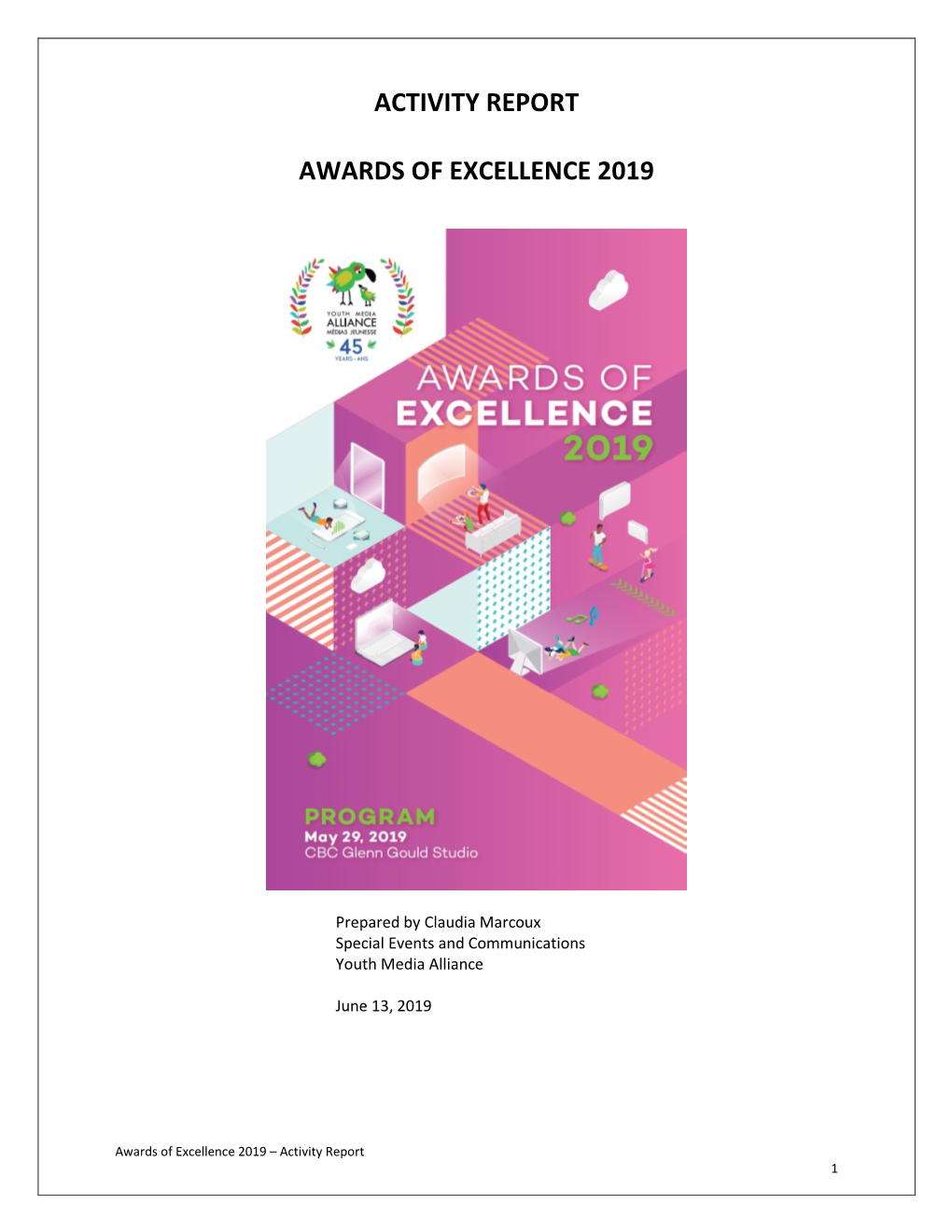 Activity Report Awards of Excellence 2019