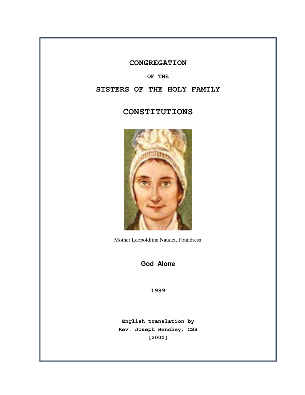 Sisters of the Holy Family Constitutions