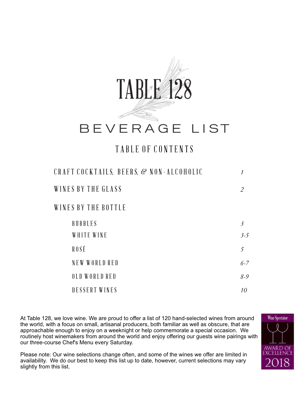 T128 Beverage List FINAL 3.4.2019.Pages