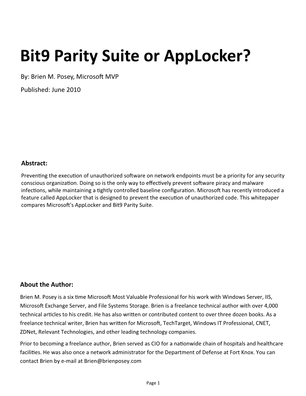 Bit9 Parity Suite Or Applocker?