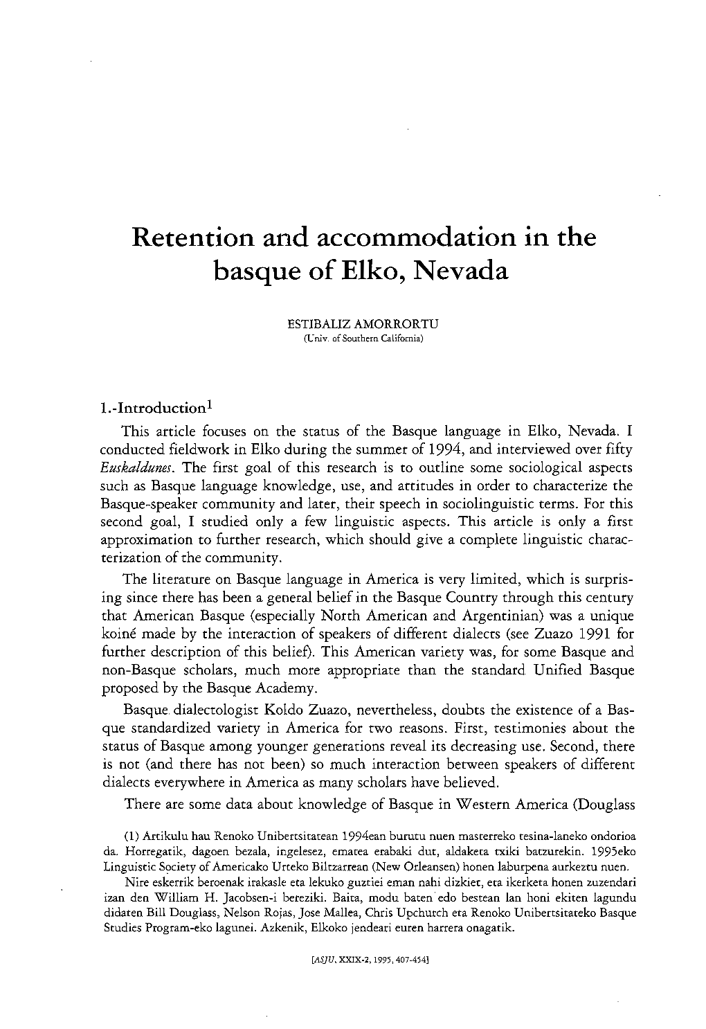 Retention and Accommodation in the Basque of Elko, Nevada