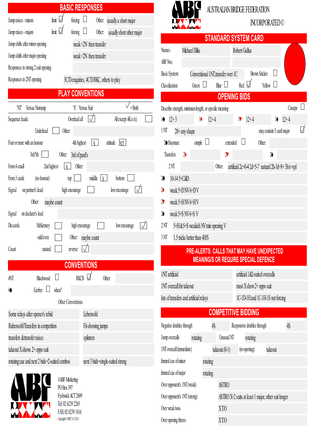 Convention Card Editor