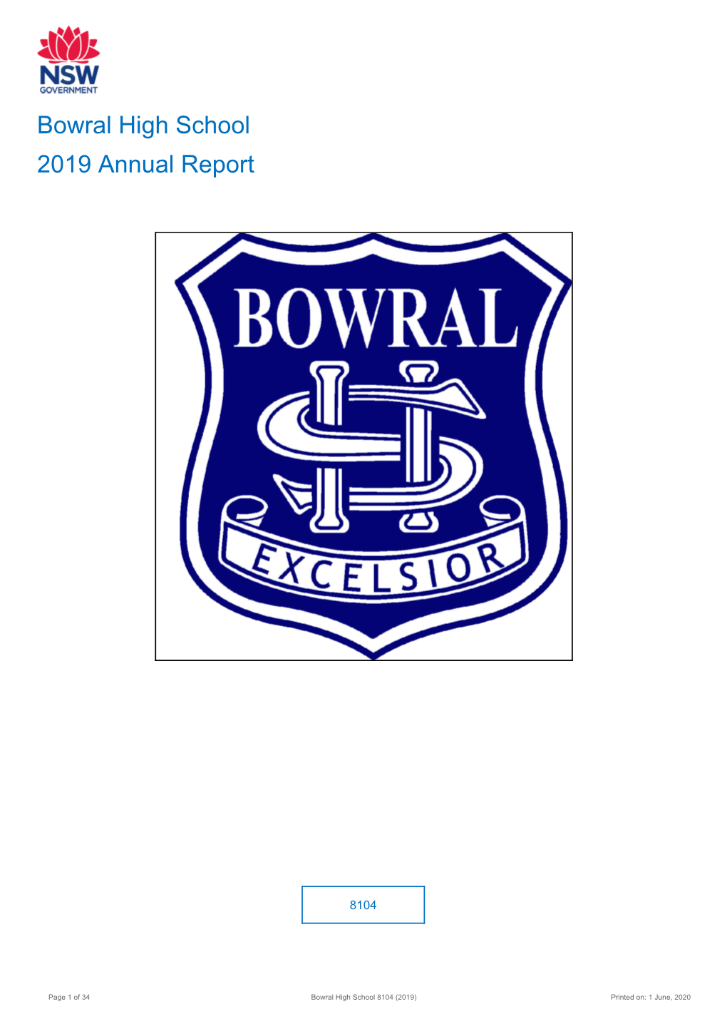 2019 Bowral High School Annual Report