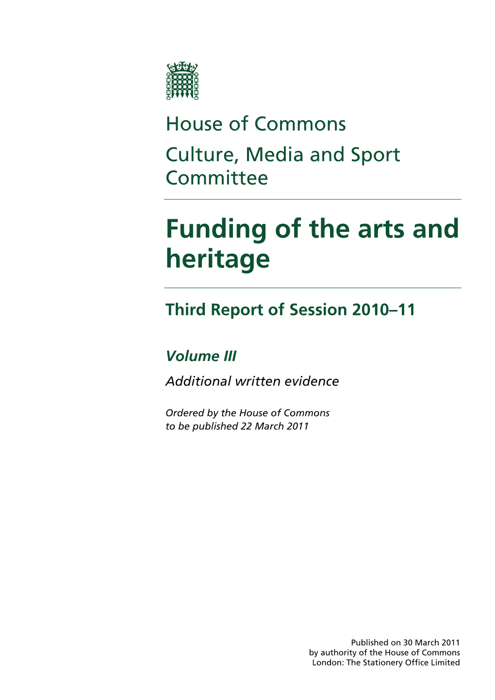 Funding of the Arts and Heritage