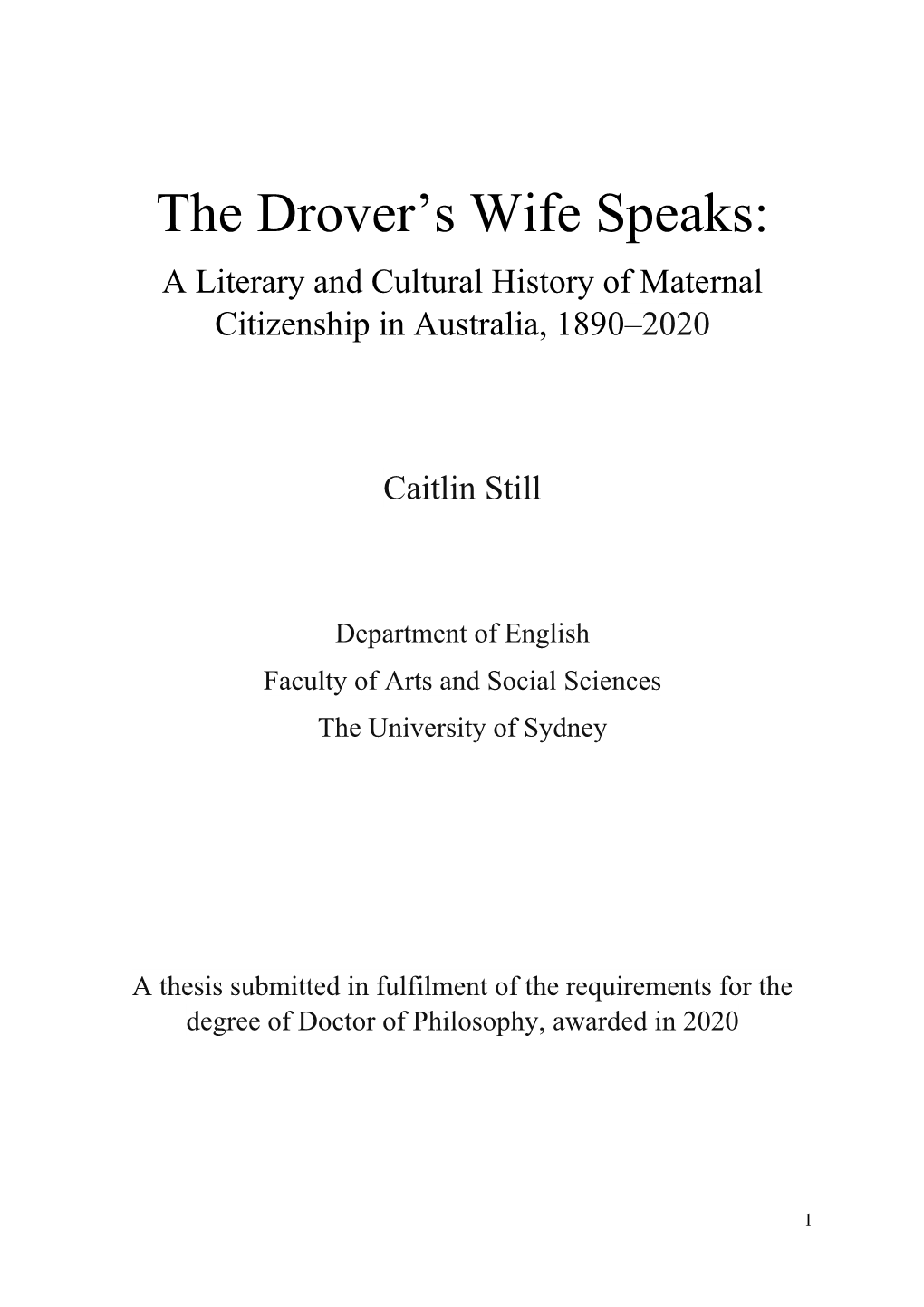 The Drover's Wife Speaks