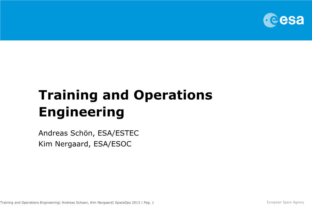 Training and Operations Engineering