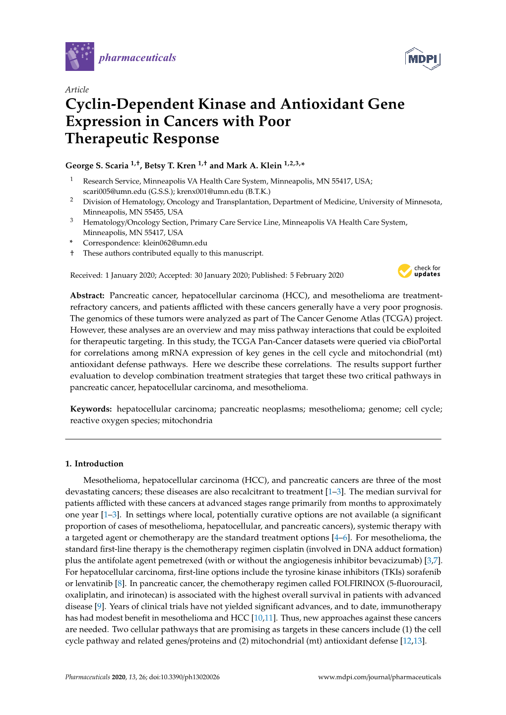 Cyclin-Dependent Kinase and Antioxidant Gene Expression in Cancers with Poor Therapeutic Response