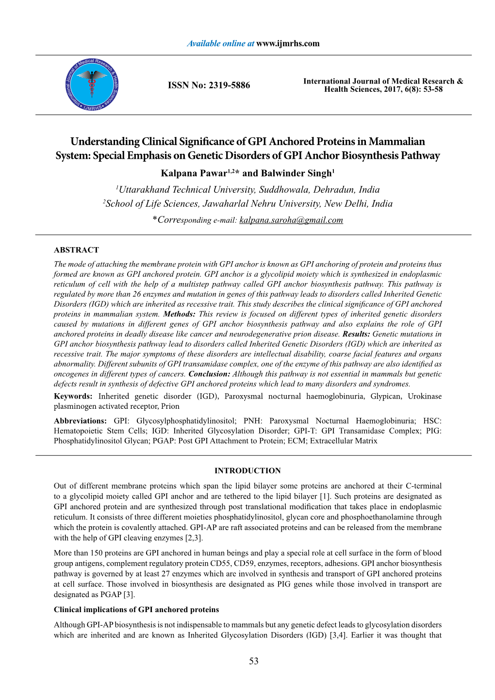 Understanding Clinical Significance of GPI Anchored Proteins In