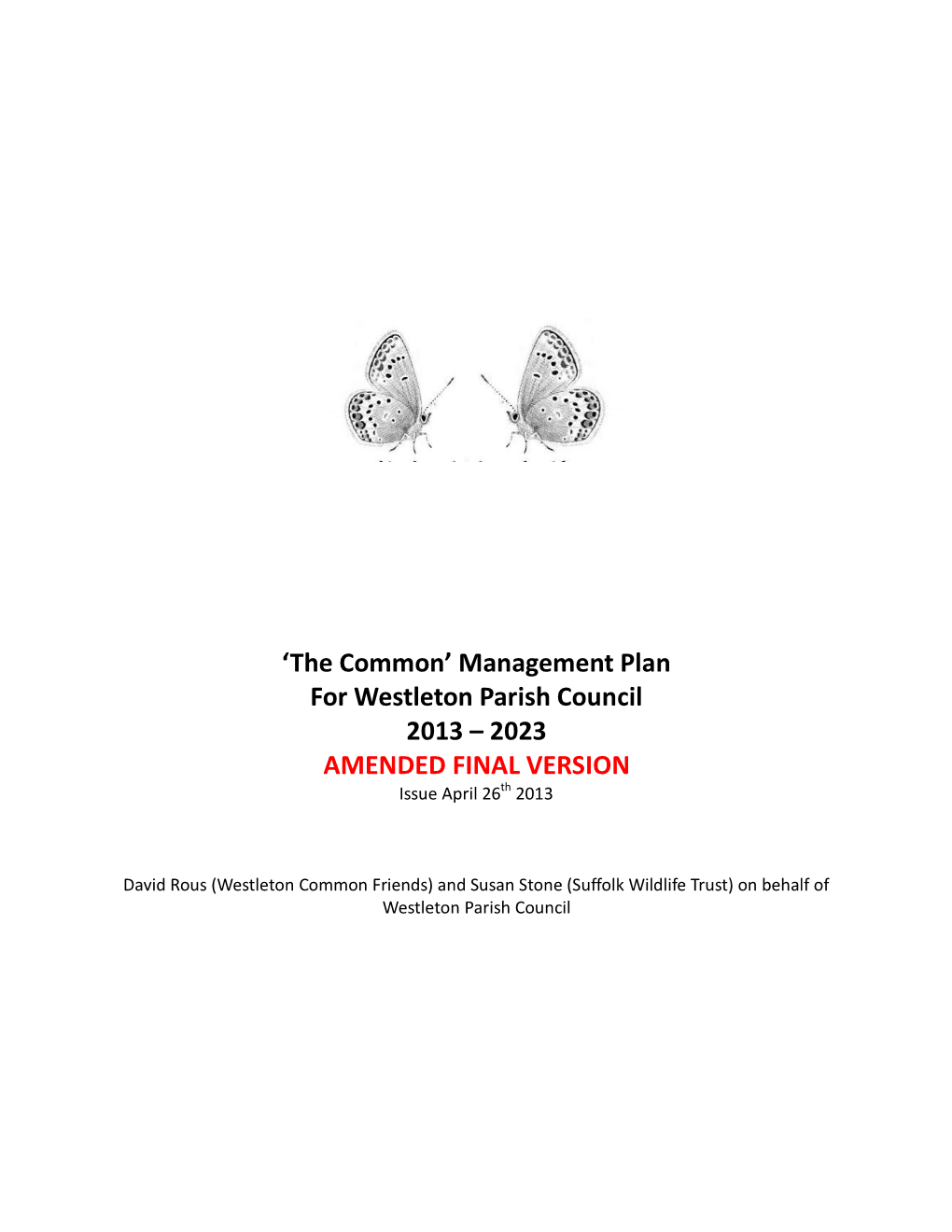 'The Common' Management Plan for Westleton Parish Council 2013