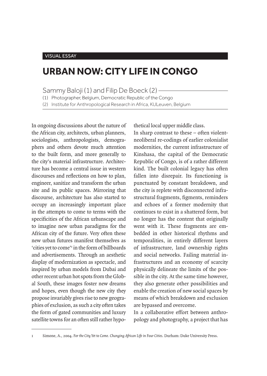 Urban Now: City Life in Congo