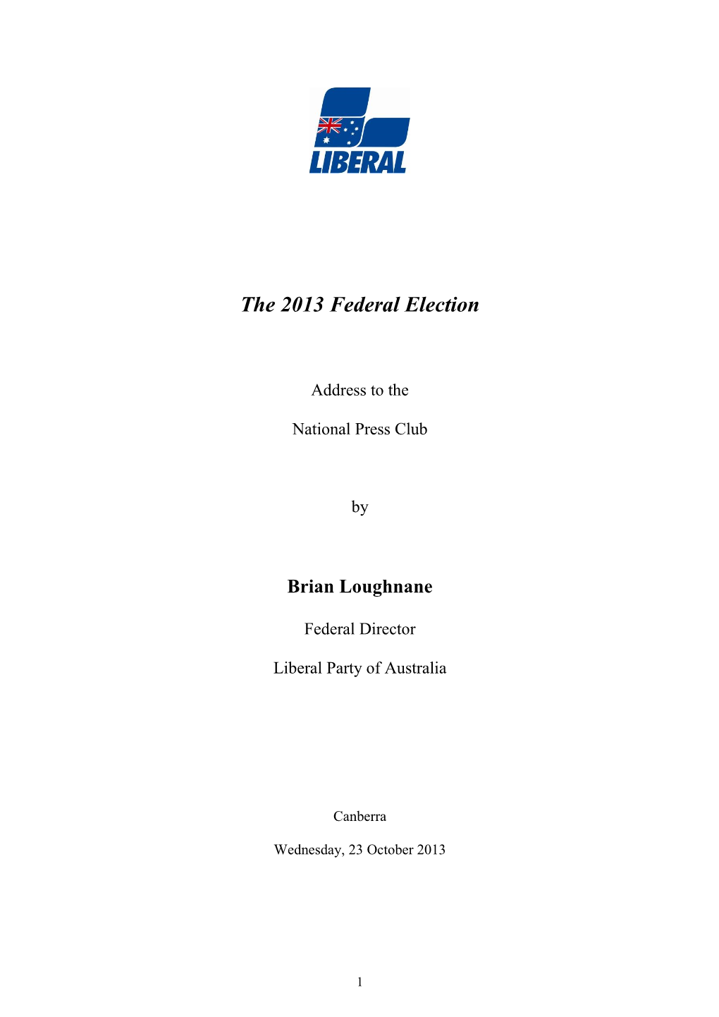 The 2013 Federal Election