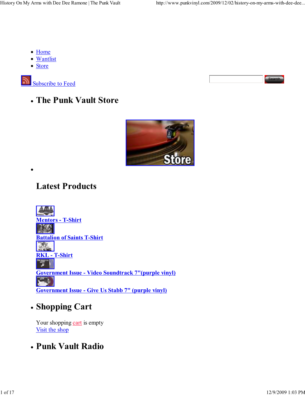 The Punk Vault Store Latest Products Shopping Cart Punk Vault Radio