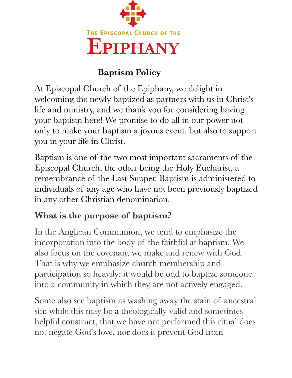 Baptism Policy