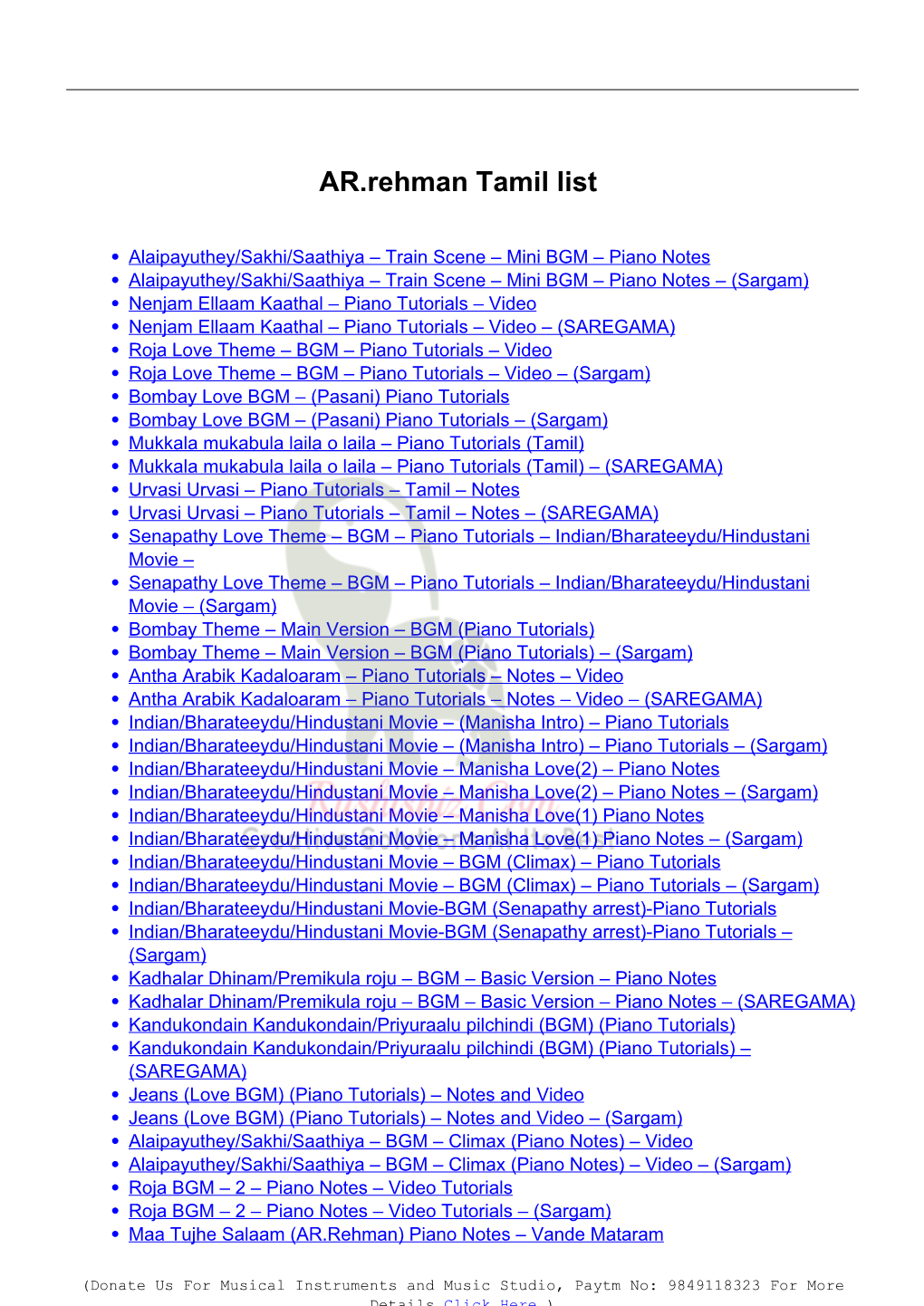 AR.Rehman Tamil List