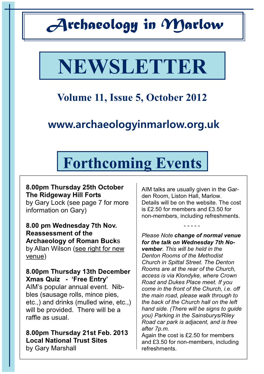 AIM NL October Newsletter 2012