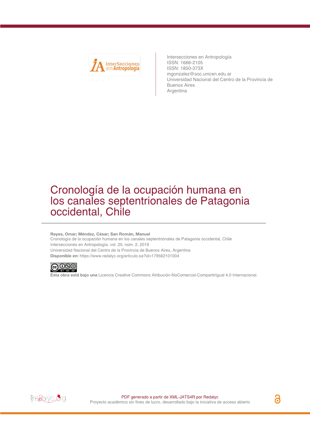 Cronología De La Ocupación Humana En Los Canales Septentrionales De Patagonia Occidental, Chile