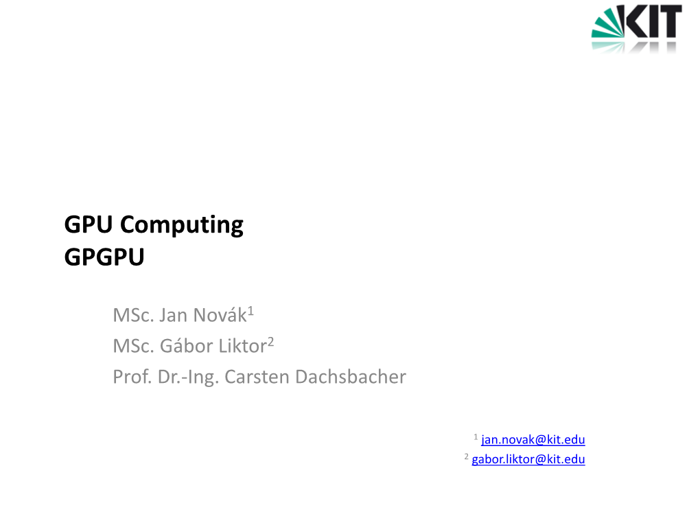 GPU Computing GPGPU