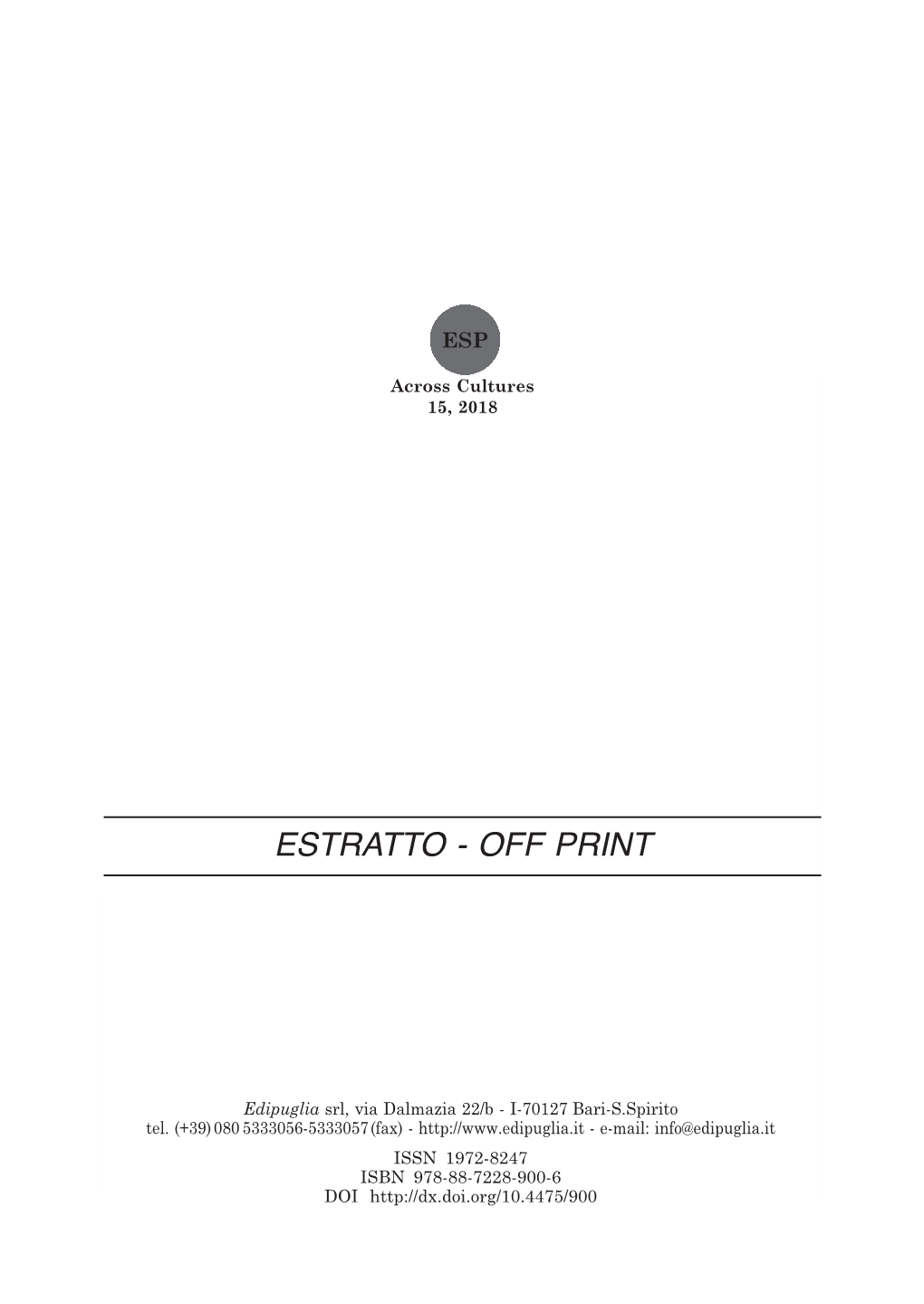 Estratto - Off Print