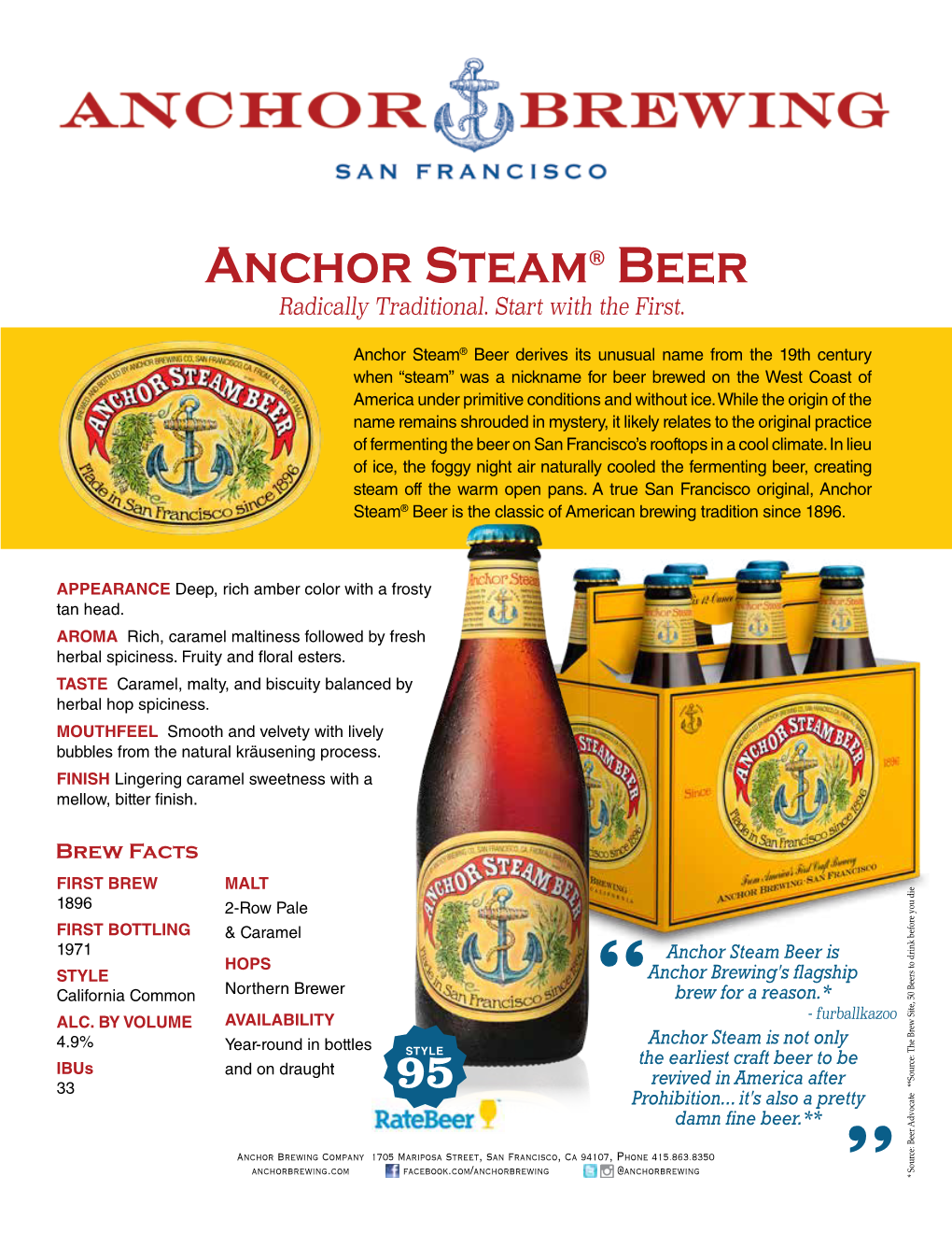 Anchor Steam® Beer Radically Traditional