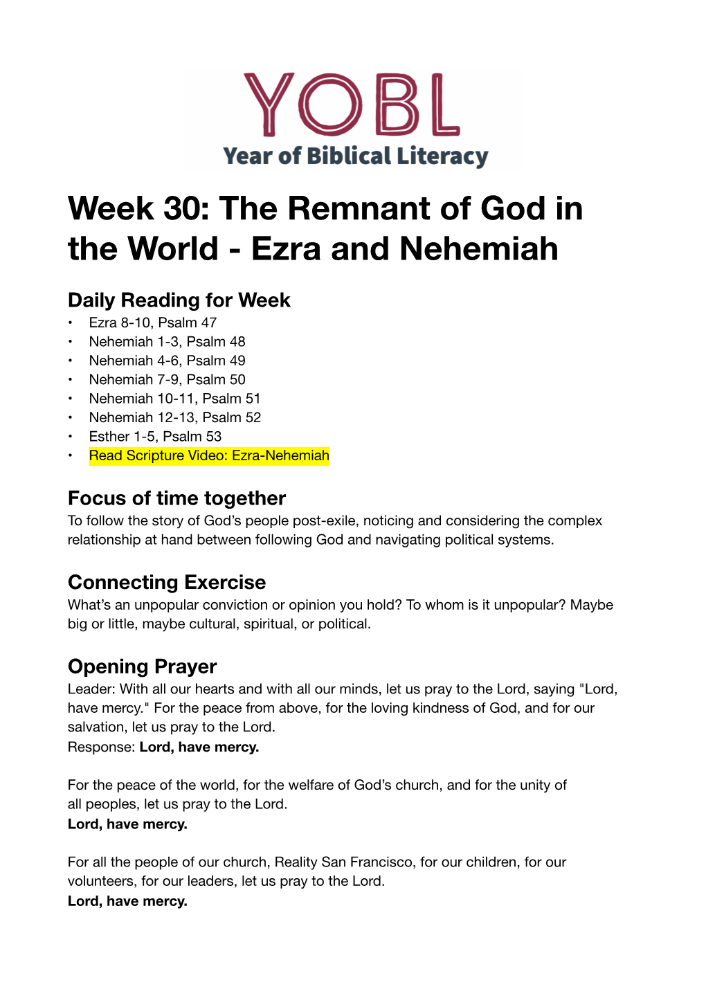 30. Ezra 8-10, Nehemiah 1-13, Esther