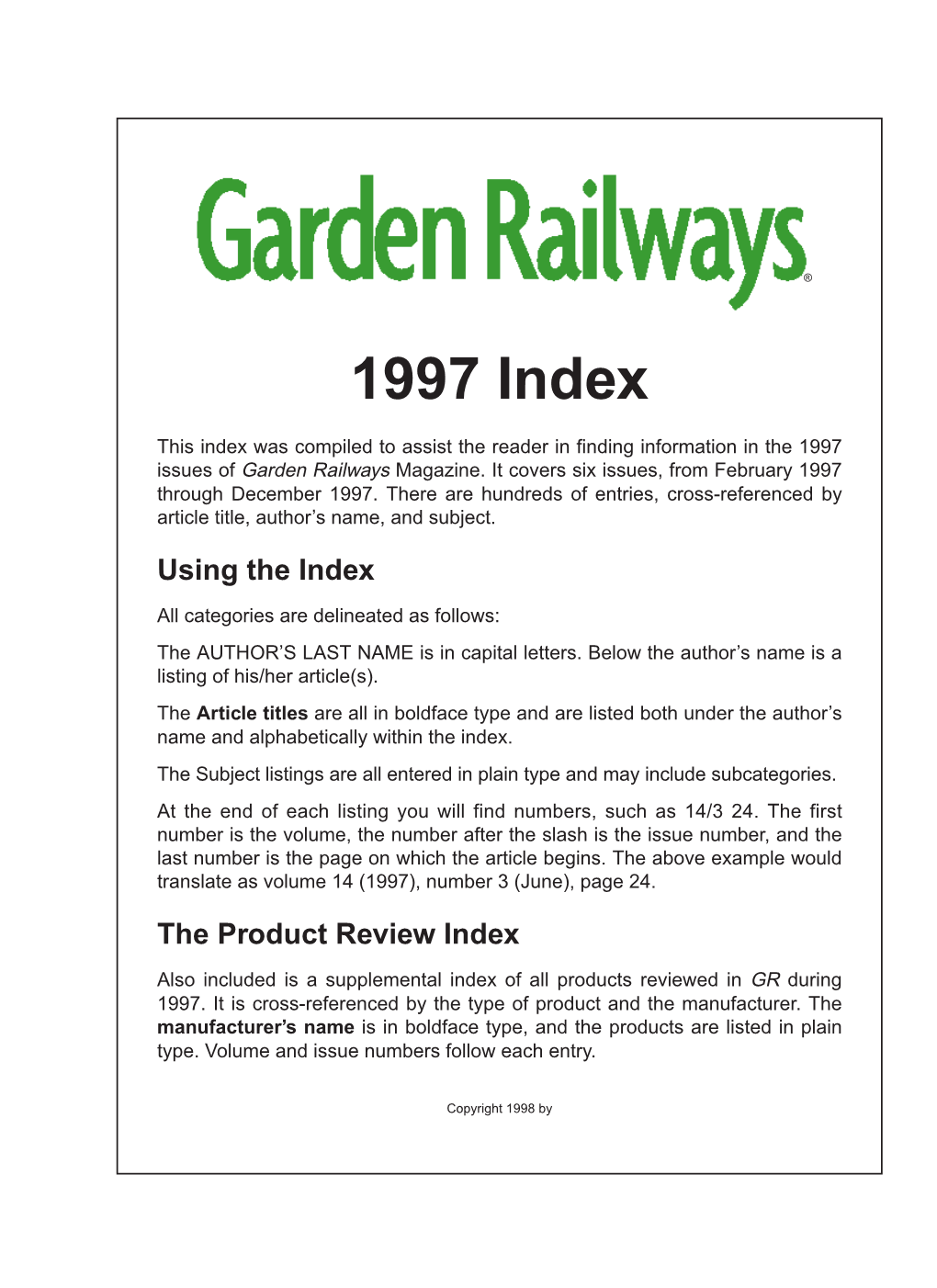 GRW Index 1997