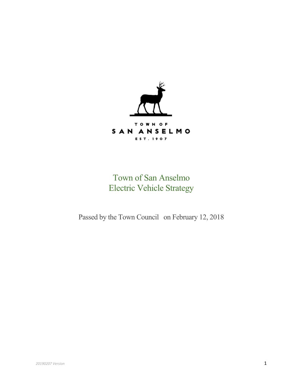 Town of San Anselmo Electric Vehicle Strategy