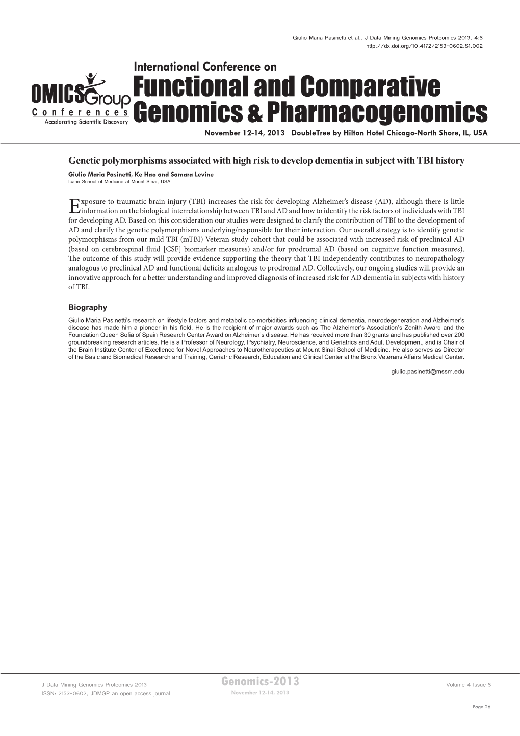 Functional and Comparative Genomics & Pharmacogenomics