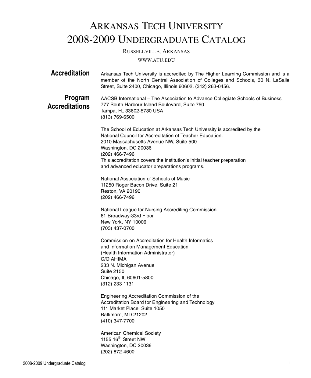 2008-2009 Undergraduate Catalog.Book