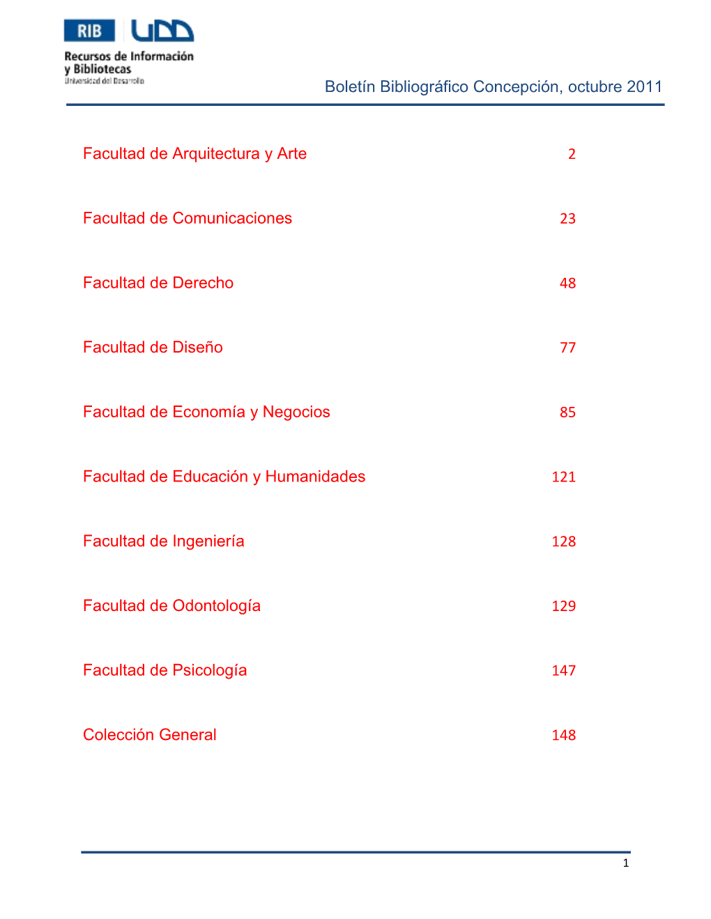 Boletín Bibliográfico Concepción, Octubre 2011