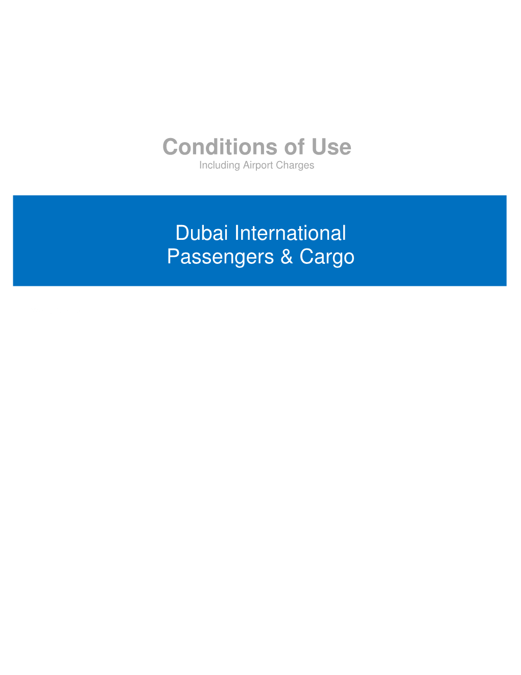 Conditions of Use Including Airport Charges